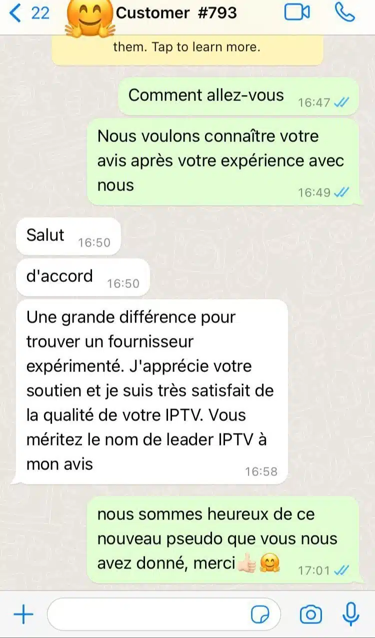 Avis client Sophie D. sur French IPTV – 5/5